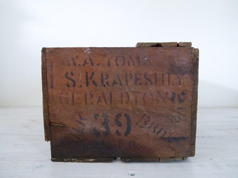 reserved for melissa - vintage industrial wooden fruit crate stamped '39'