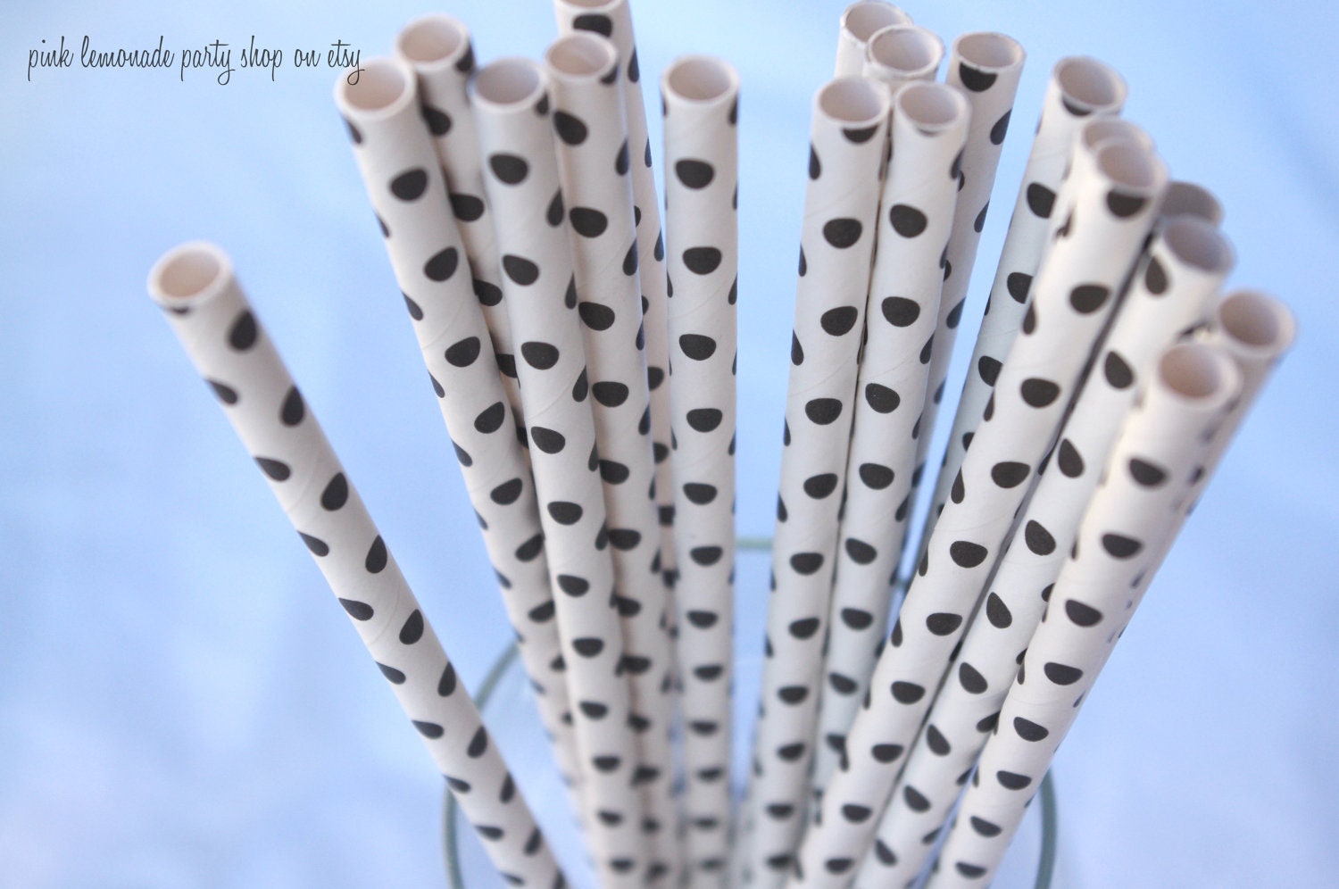Black mini dot Paper Straws--- Weddings---showers---Parties---25ct with Free Printable diy Flags Il_170x135