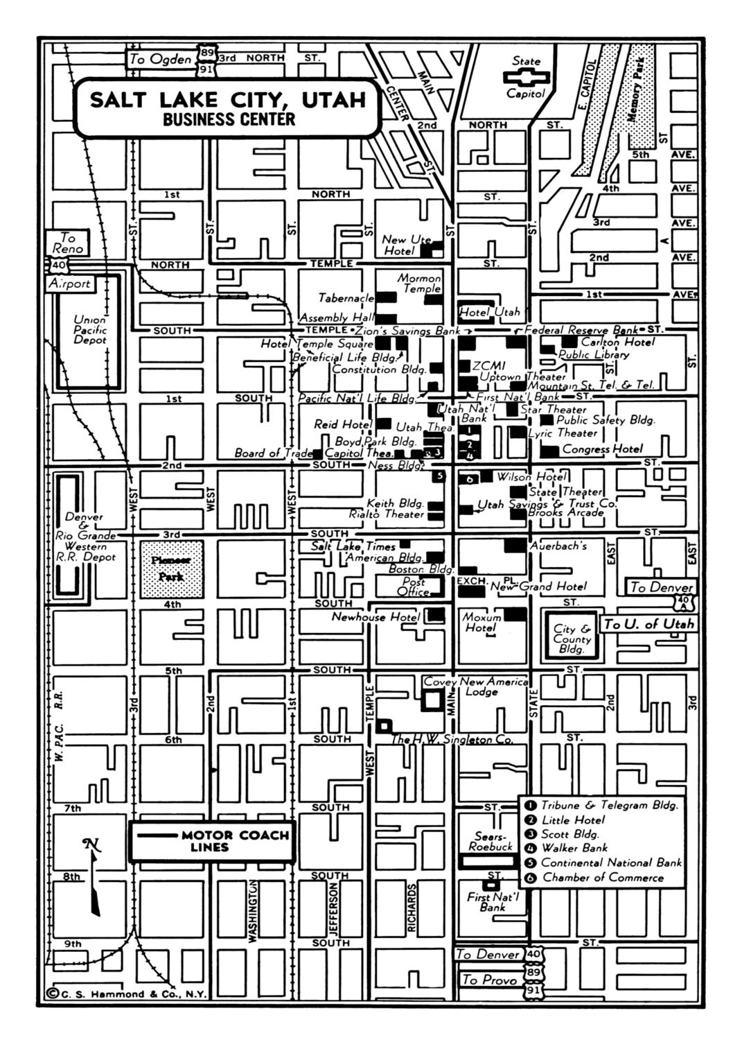 Vintage Map Of Salt Lake City Utah Print Poster