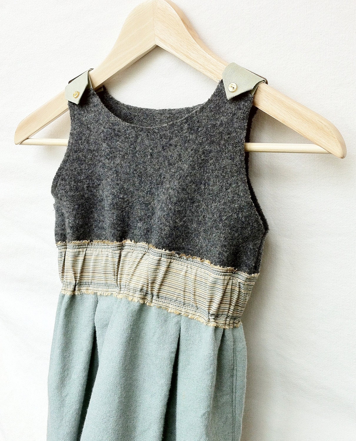 50% OFF Upcycled Wool and Flannel Jumper Little Girls Size 3-4