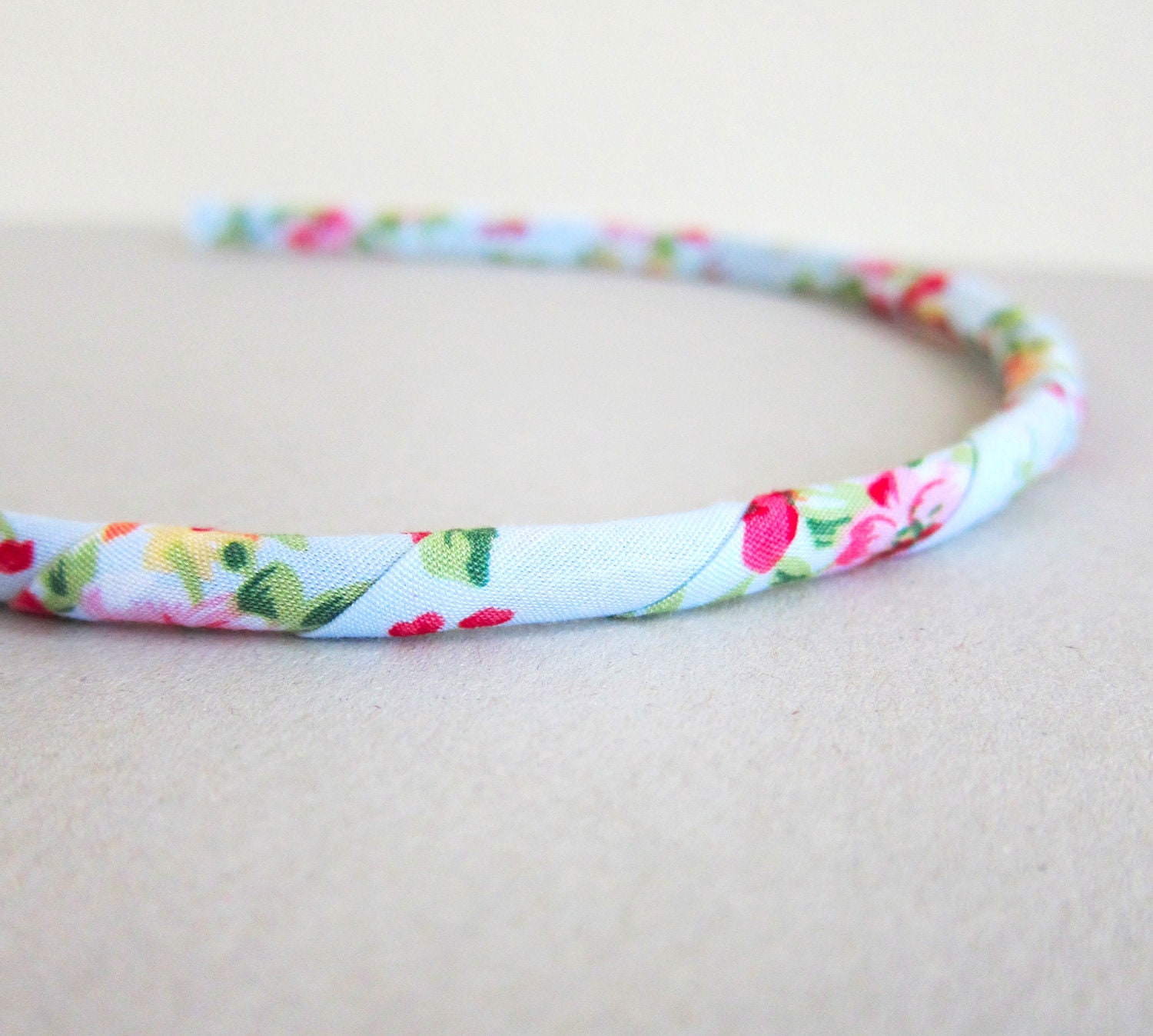 Shabby Chic Hair Band Headband Floral Flower Fabric Cloth Wrapped Retro Gift Blue Mint Green Pink Yellow Colorful Garden