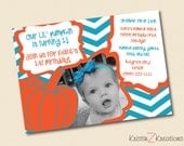 OUR LIL' PUMPKIN birthday party custom printable-- digital file 5x7