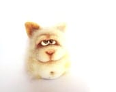 Needle Felted Toy - Funny Cat. Felt Toys.White. Cream. Pastel. Natural colors. Gift under 50. Mother's Day