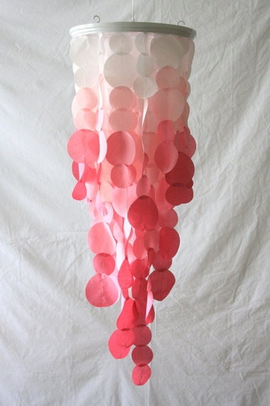 Fabric Ombre Hanging Chandelier Wedding Decoration MADE TO ORDER in white and shades of pink - ombre style unique wedding decoration