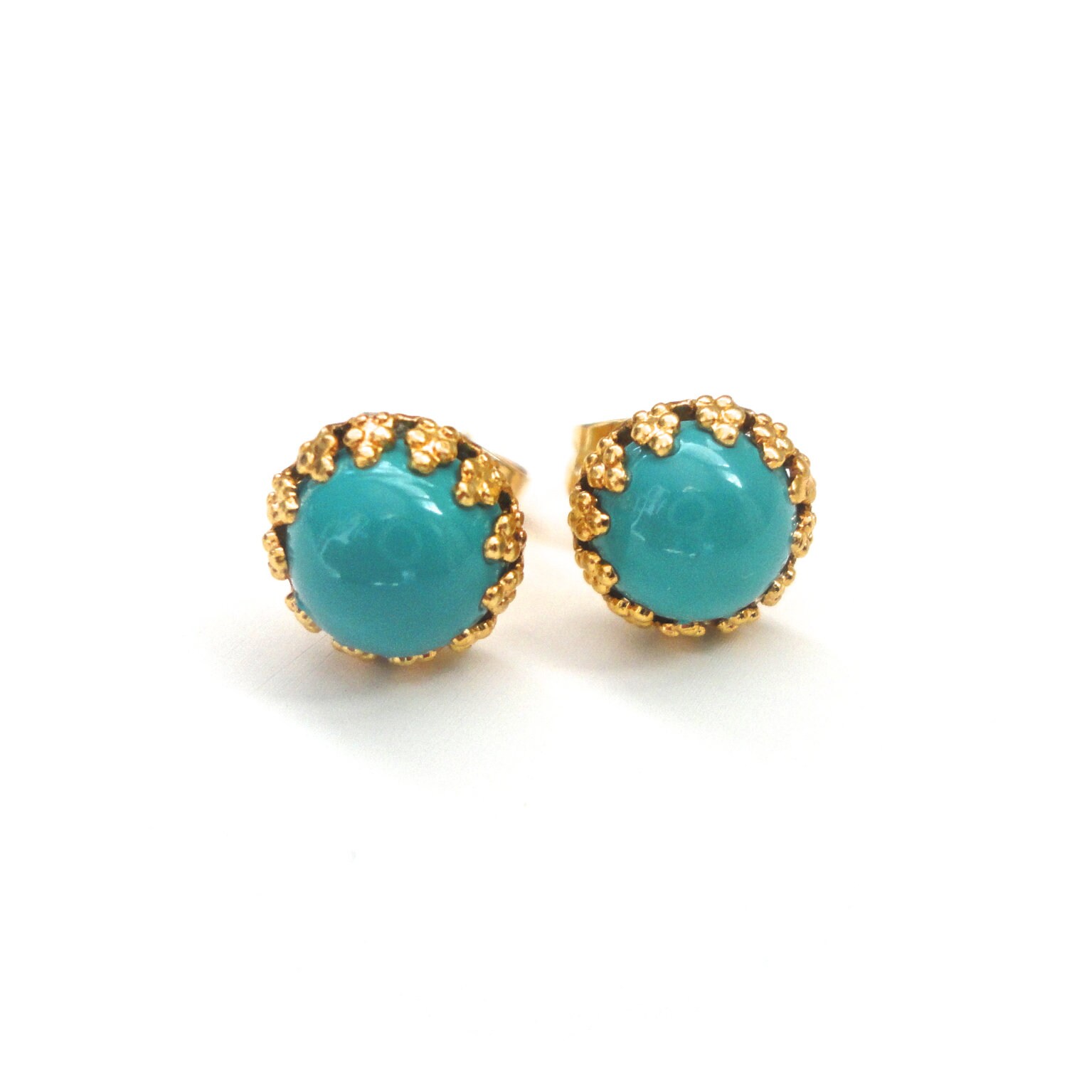 Turquoise studs gold Clearance