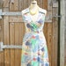 Vintage 1970s Sleeveless Wrap Around Dress with Boats and Palm Trees - 100% Polyester - Small