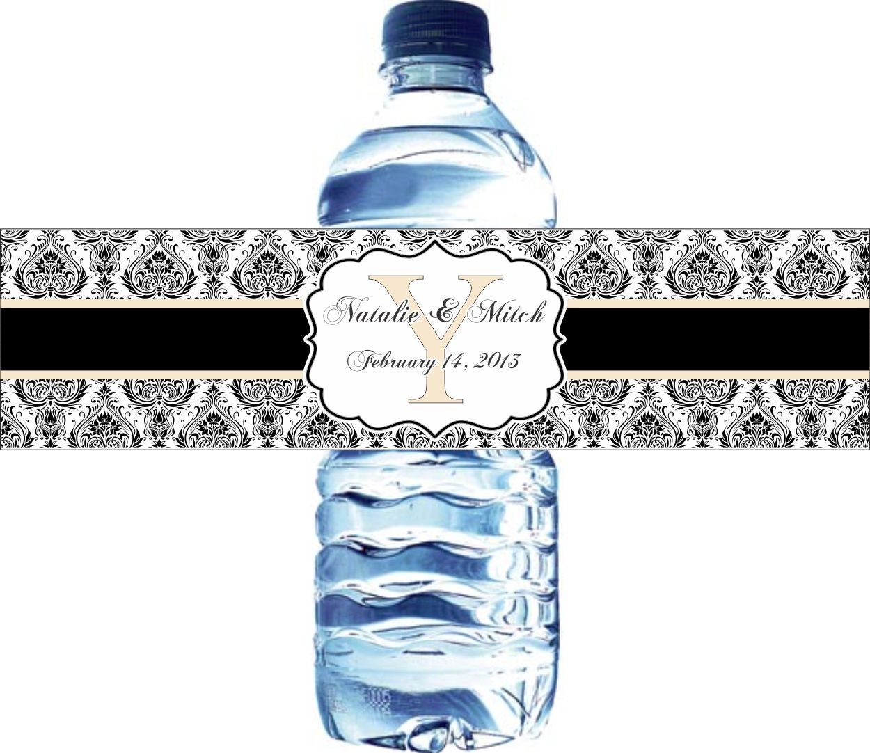 Waterproof Water Bottle Labels - 50 Printed labels with your wedding colors Il_570xn