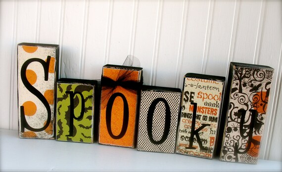 Spooky 6 block set. Halloween decor, Fall Haunt October Spooky Spider 31 limited quantity available
