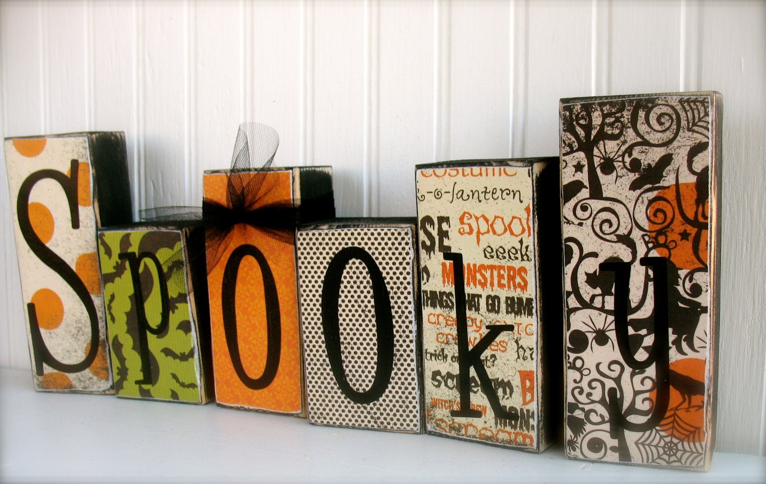 Spooky 6 block set. Halloween decor, Fall Haunt October Spooky Spider 31 limited quantity available
