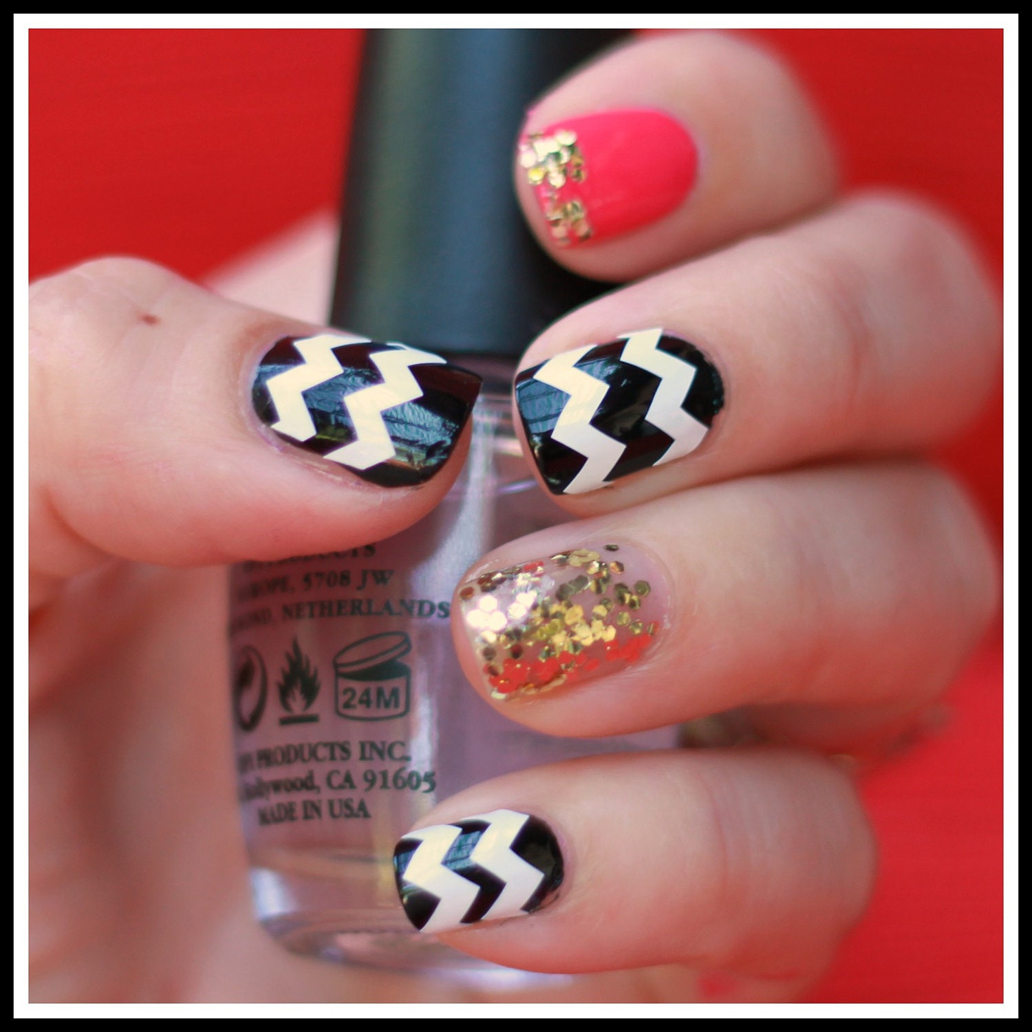 3 Sheets of 44 Chevron Nail Decals (You Pick the Colors) Now in Neon Colors