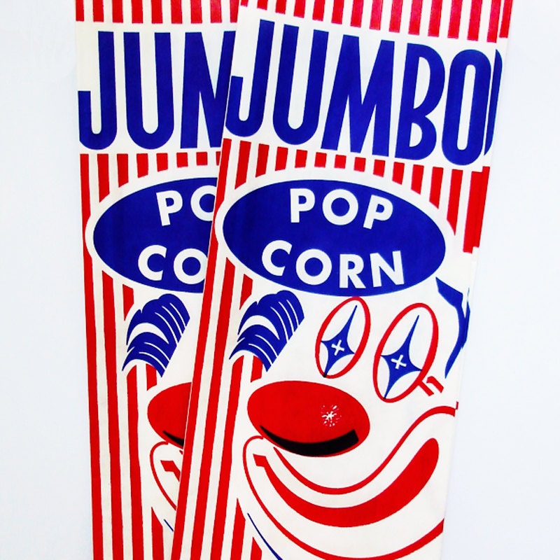 100 JUMBO Clown Popcorn Bags - Fun Retro Circus Popcorn Bags Il_170x135
