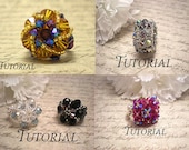 DIY 4 Tutorial Bundle: Beaded Cocktail Rings, Save 50%, Instant Download