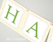 Happy Birthday Tea Party Themed Banner - DIY Printable Digital File