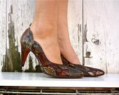 1960's shoes / vintage 60s pumps / Snakeskin heels