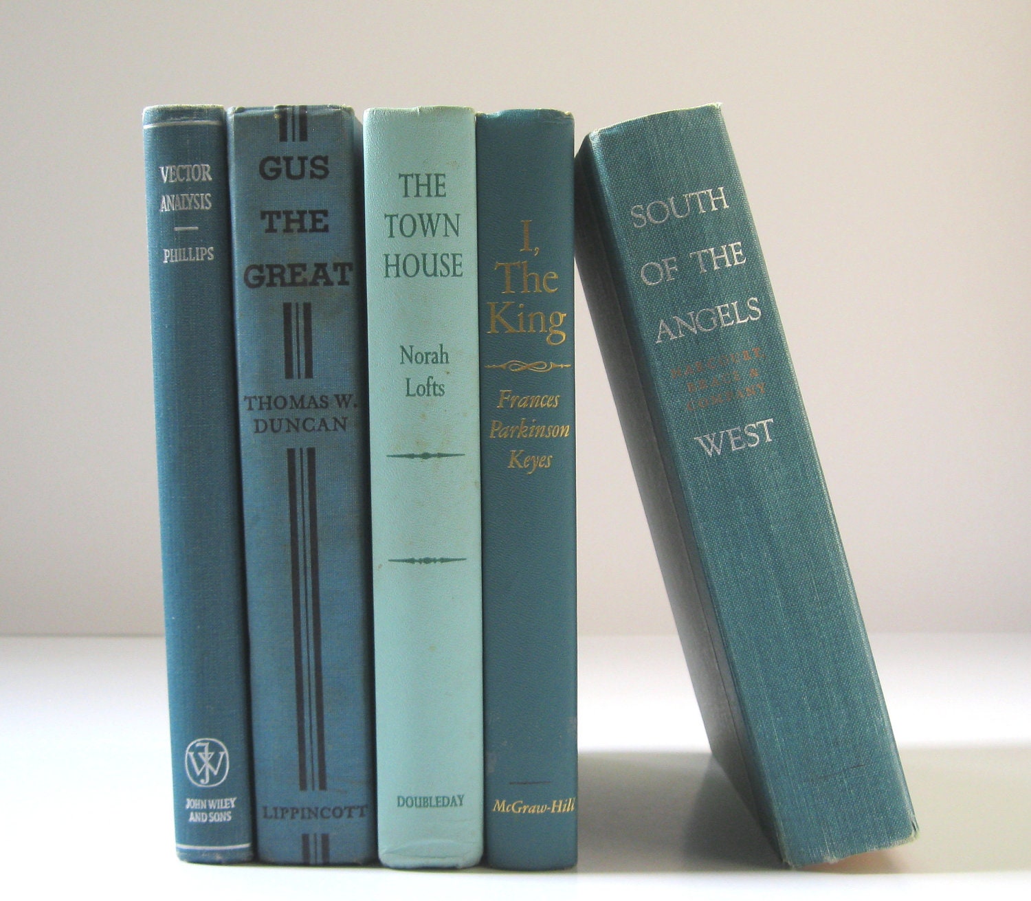 Vintage 5 Book Collection, Teal Aqua Turquose, Interior Design, Home Decor