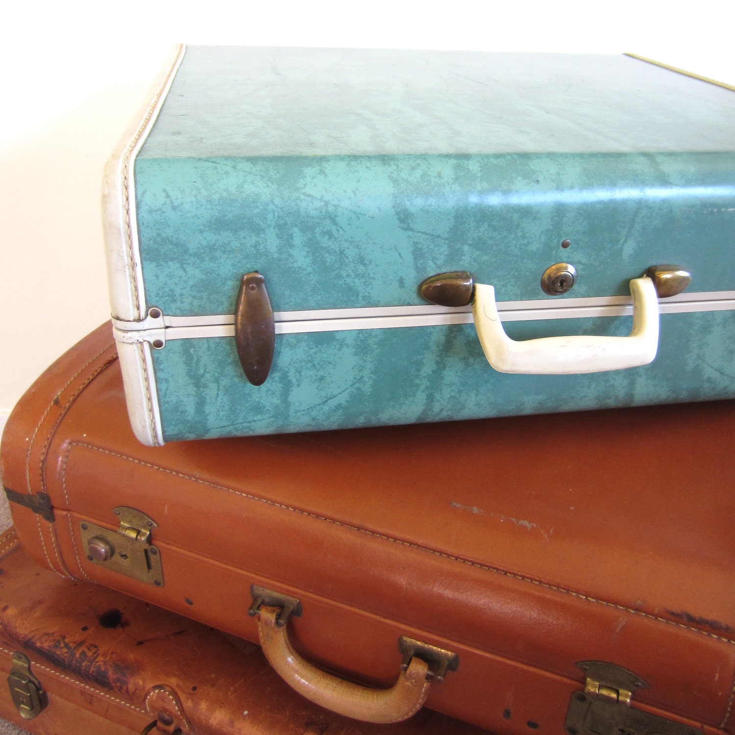 Vintage Samsonite Suitcase, Marble Green