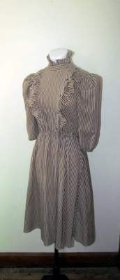 VINTAGE EDWARDIAN Ruffled STRIPED Day Dress