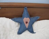Denim Blue Stuffed Star Novelty Patriotic Pillow Accent Pillow Home Decor