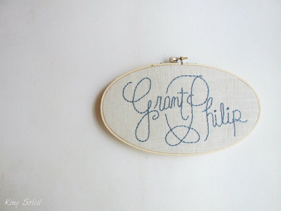 Nursery Art Linen Embroidery Hoop Name Sign Personalized Wall Art Design your Own One of a Kind