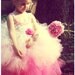 Flower Girl Dress Ombre Pink and White Crochet Rose Tulle Tutu Infant to Toddler Size 4 as featured in Zankyou Magazine and Etsy Weddings