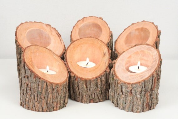 Tree Branch Candle Holders III- Rustic Wood Candle Holders, Wooden Candle Holders, Wedding Centerpiece