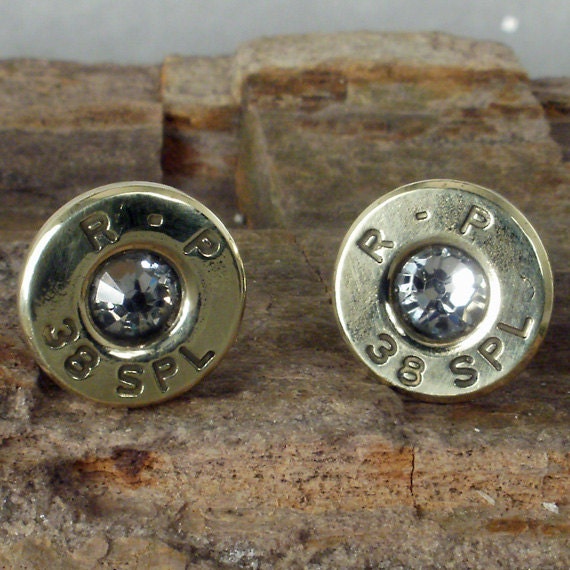 Crystal Bullet  Earrings - April Birthstone - Ultra Thin - Crystal