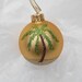 Palm Tree Beach Glitter Gold Ornament - Personalized Beach and Palm Tree Vacation Memory - Unique Gold Glass Christmas Ornament