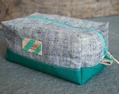 Large Zip Case - Navy, Cream & Teal