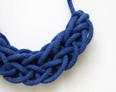 Knitted Rope Necklace in Royal Blue