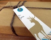 Hand Screenprinted Gift Tag - Deer with Antlers