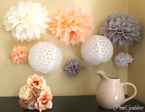 10 Tissue Pom Poms / Wedding / Bridal Shower / Baby Shower / Birthday Party Il_570xn