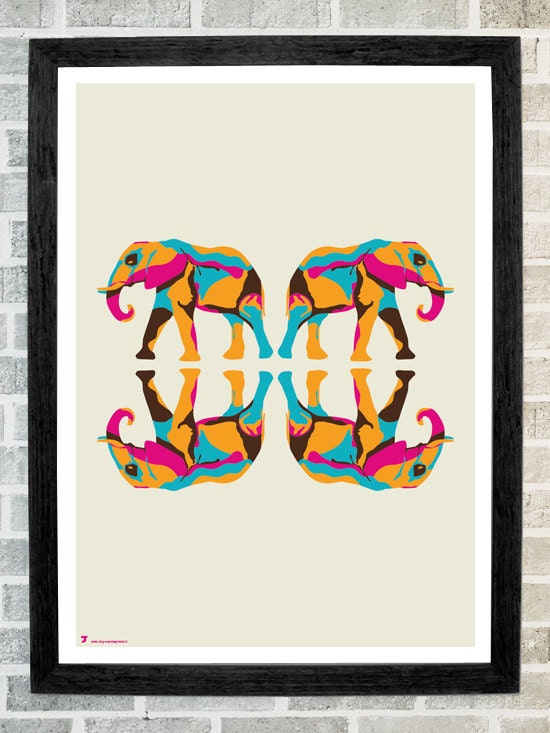 Elephants - minimal illustration - 11X16 - stola12