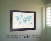24x36 Map Customized Art Print of any style from my shop Fine Art Giclee Print