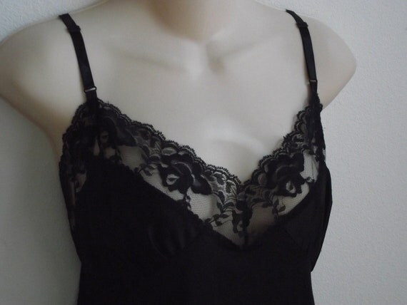Vintage full slip black lingerie USA made 36 bust