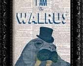 The Beatles I am the Walrus - Vintage Dictionary Print Vintage Book Print Page Art Upcycled Vintage Book Art