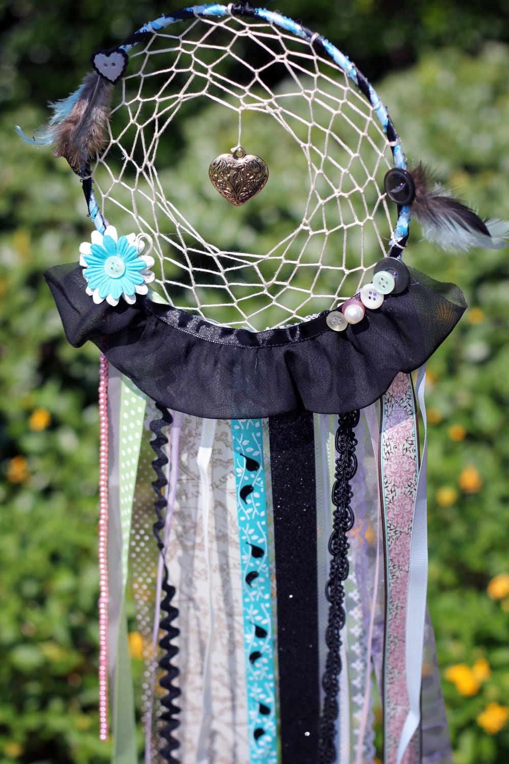 Handmade "Black and Blue" Dreamcatcher