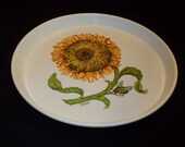 Mid Century Danish Serving Tray Party Platter Huge Sunflower Signed by Gunnar Cyren