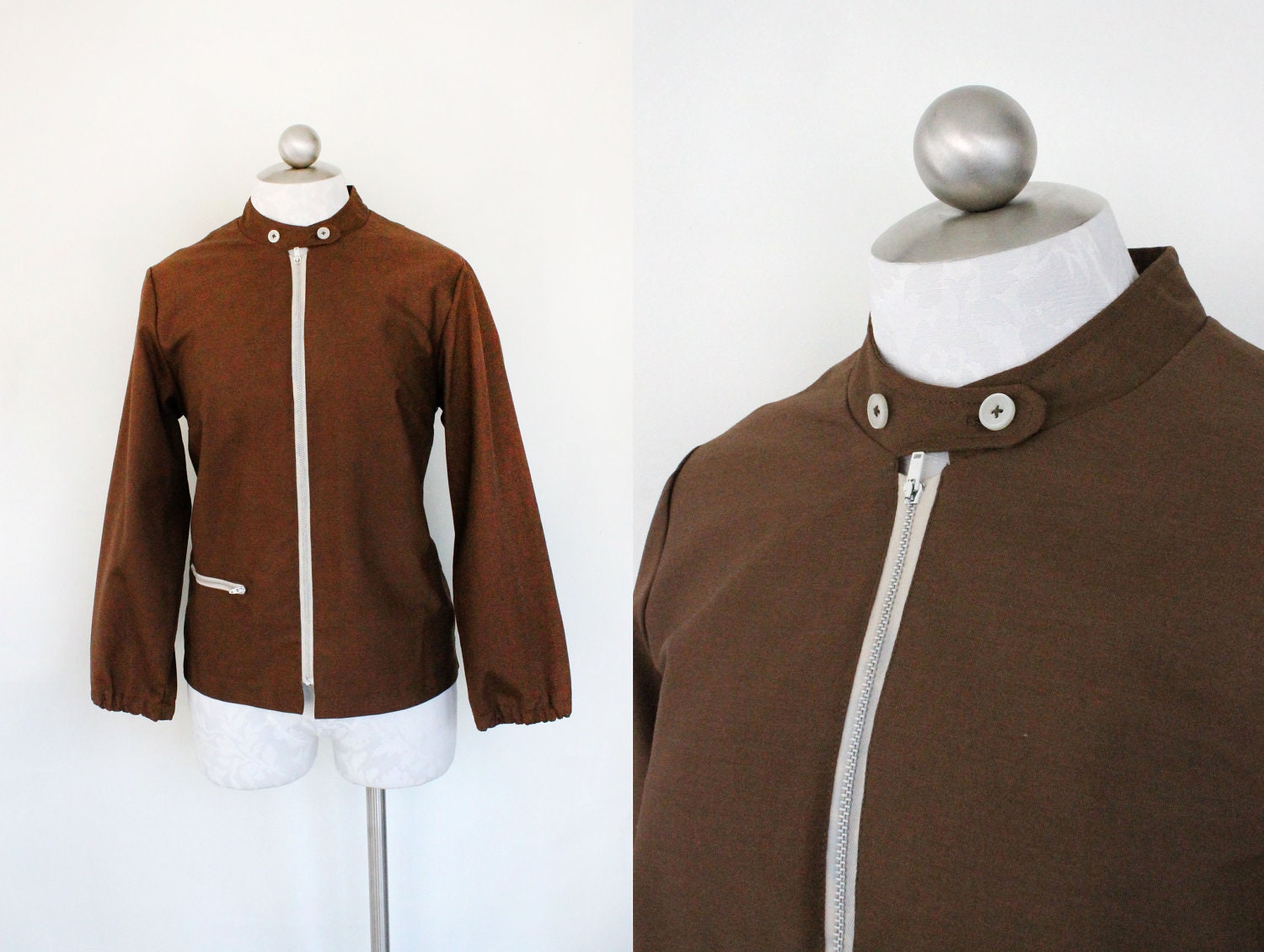 mod bomber jacket / Koret Casual / brown autumn jacket 1960s / small - medium