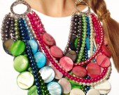 CLASSIC, Statement Necklace, Pink, Blue, Green, White, Gray, Pearls, Shells, Stones, Bold, Chunky, Jewelry by Jessica Theresa