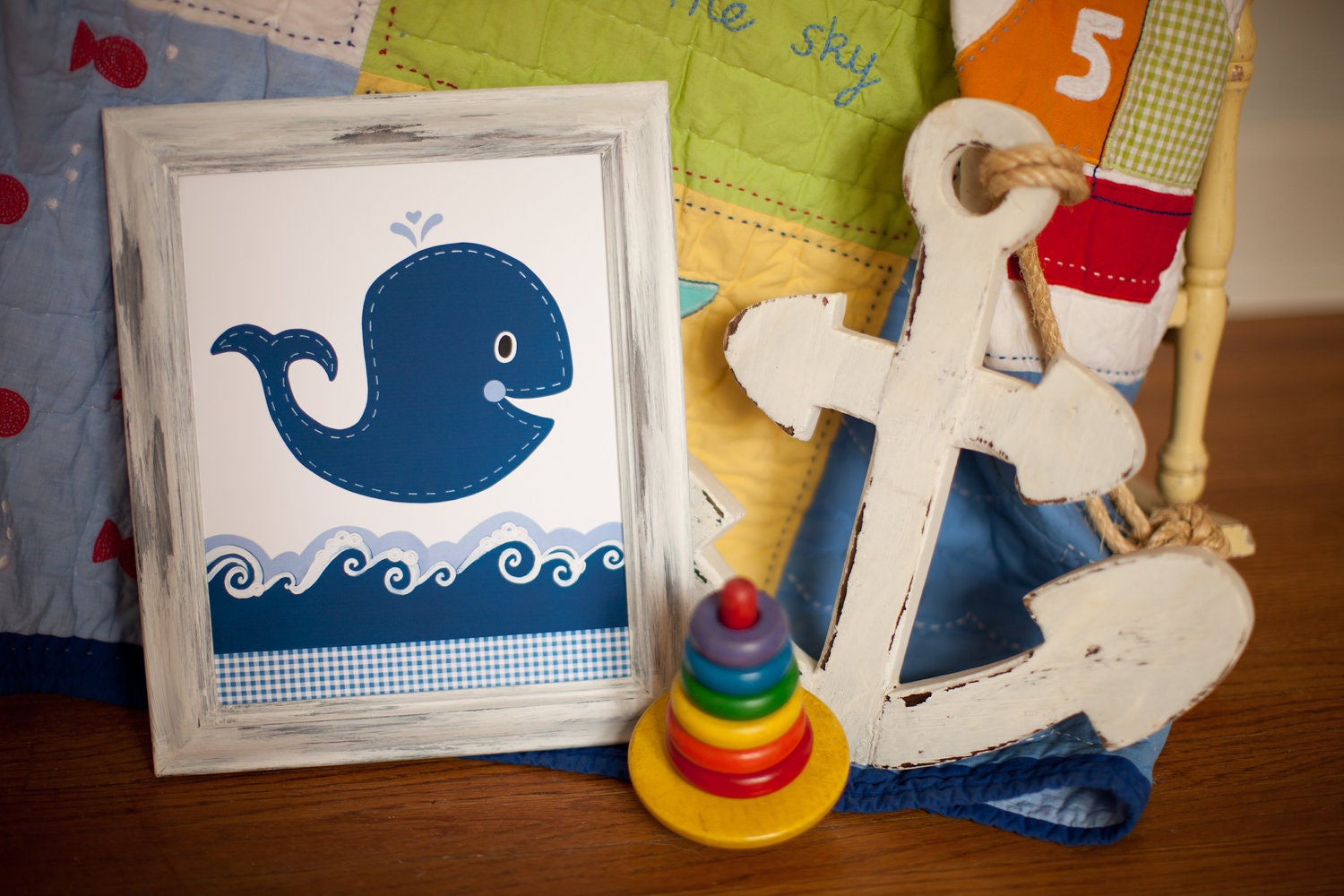 Whale Nautical Nursery, Pottery Barn Jackson, Ocean Bathroom decor, Navy Kids Wall Art Print, "Blue Beluga" Baby Decor