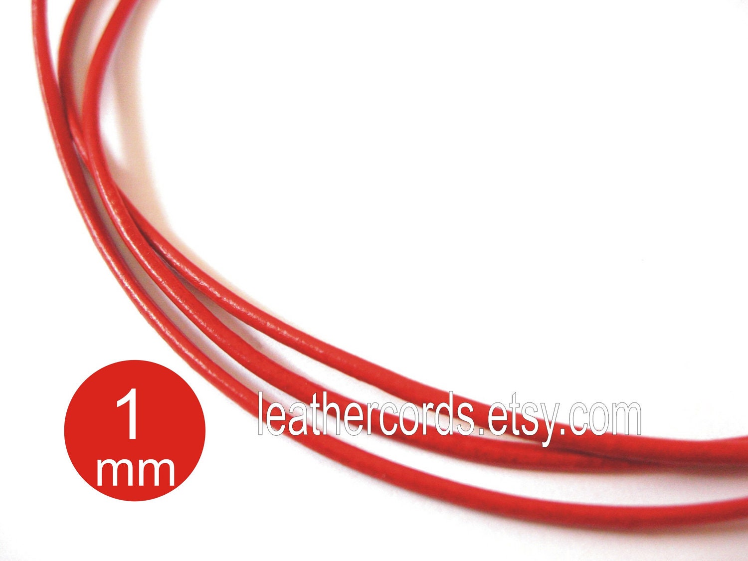 2 meters/2.2 yards/6.6 feet 1 mm leather cord round, red