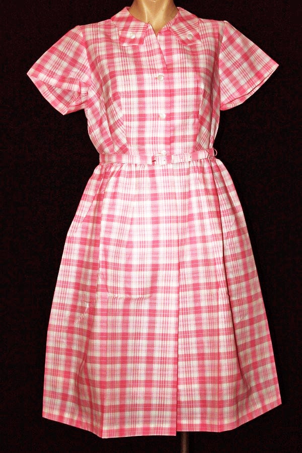 Vintage 1950s Dress /Rockabilly Medium/ Pink/ New Old Stock/VLV/Pin Up