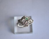 Watermelon Tourmaline and Emerald Silver Wire Wrapped Ring Jewelry