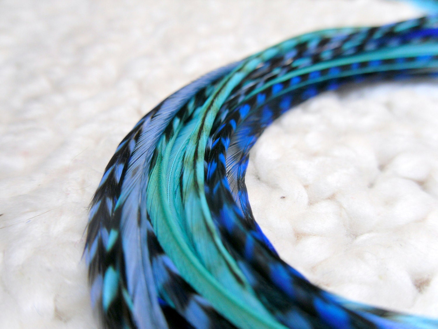 Turquoise Hair Feather Extensions, Hair Feathers Kit Blues, Aqua, Bright and Pastel QTY10