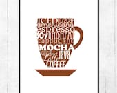 Kitchen, Art, Print, Coffee, Brown, Mocha - curlywillowco Kitchen, Art, Print, Coffee, Brown, Mocha - curlywillowco
