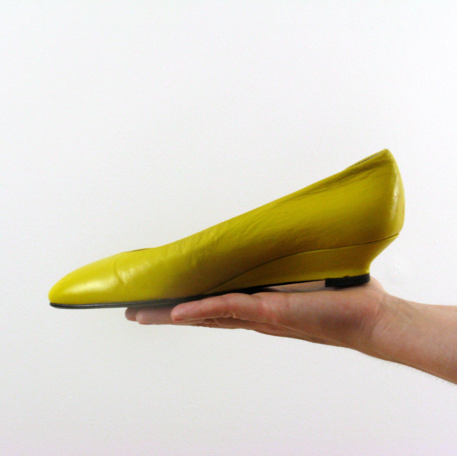 Vintage 1980s Mustard Yellow Wedge Shoes - Flats Size 6.5 Unworn by ...