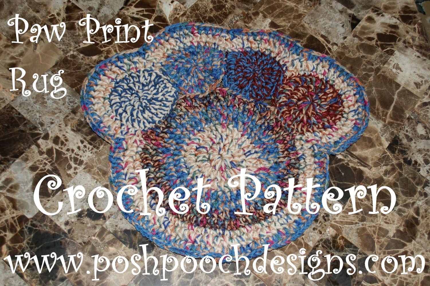 Instant Download Crochet Pattern - Paw Print Dog Pet Rug