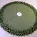 54" Christmas Tree Skirt in Olive Green with hand cut and hand sewn flowers at the bottom.. "FREE SHIPPING"