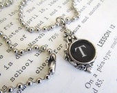 PERSONALIZED Vintage Typewriter Key Necklace in Art Deco Style Setting