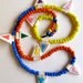 Colorblock necklace embroidered triangles with Native American trade beads tribal modern jewelry